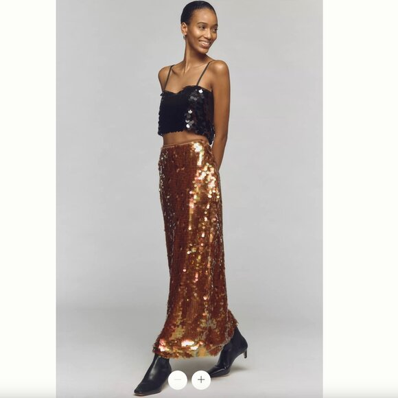 Anthropologie Maeve Iridescent Sequin Maxi Skirt - Picture 4 of 9